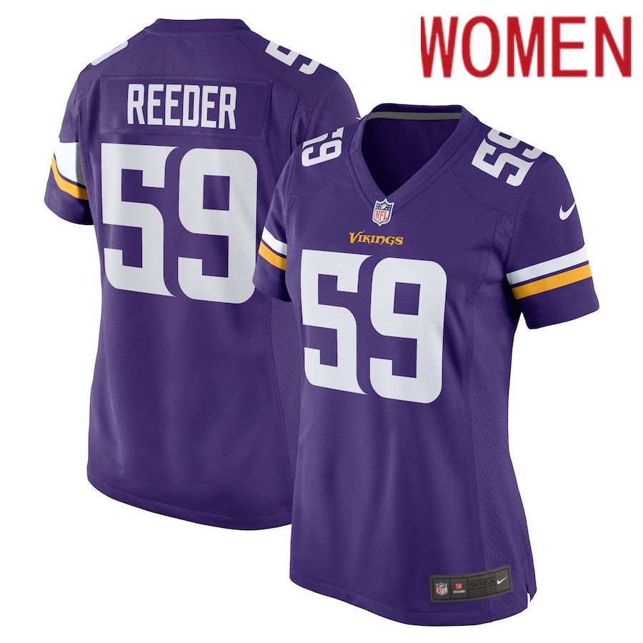 Women Minnesota Vikings #59 Troy Reeder Nike Purple Game NFL Jersey->women nfl jersey->Women Jersey